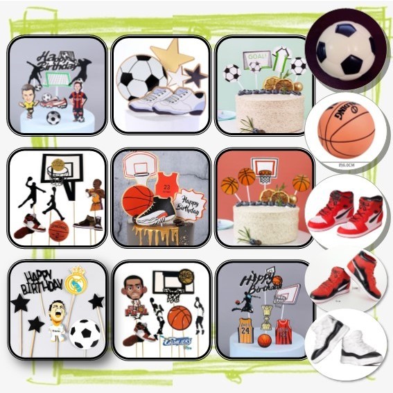 [Fs] Topper hiasan bola soccer sepakbola basket football ball cake kue ulangtahun ultah birthday boy