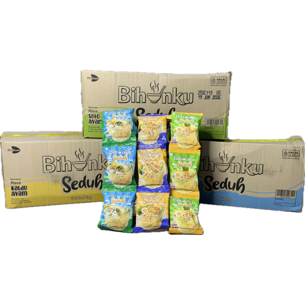 BIHUNKU SEDUH KARTON ISI 120 MI SEDUH GELAS SOTO AYAM KALDU BAKSO MIE SACHET MIEGELAS RASA  SEHAT CU