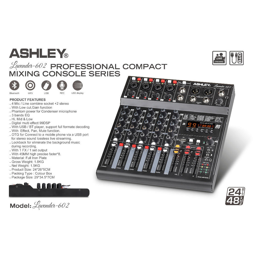 MIXER ASHLEY LAVENDER 602 ORIGINAL / MIXER AUDIO ASHLEY LAVENDER602 ORIGINAL