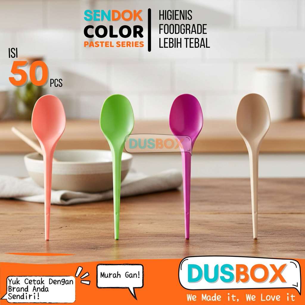 Sendok Plastik Warna Warni / Sendok Plastik 50pcs / Sendok Plastik  / Sendok Warna Pastel