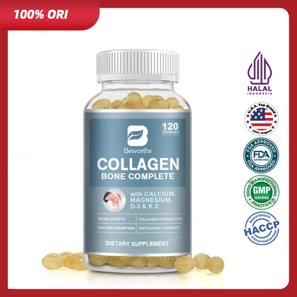 BEWORTHS Kolagen + Kalsium (Calcium), Magnesium & Vitamin D3 K2 – Suplemen Tulang & Sendi Kuat
