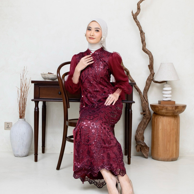 ABINAYA - Mayleen Dress | Dress Kondangan Pesta Vintge Brokat Mewah Elegan