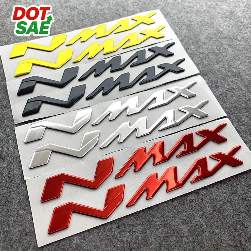 DOT SAE  2PCS Emblem Timbul NMAX Yamaha 3D Stiker Sticker Motor untuk Yamaha NMAX N Max Sepasang Chr