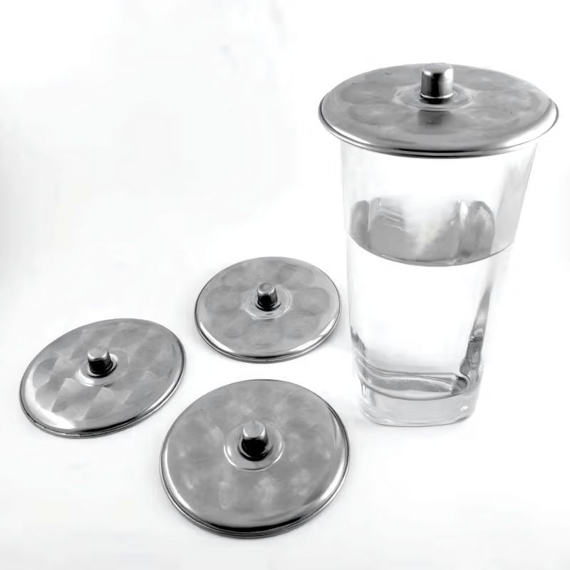 12 Pcs Tutup Gelas Stainless Steel Tebal / Penutup Cangkir Stenlis Anti Karat / Cover Mug Serbaguna