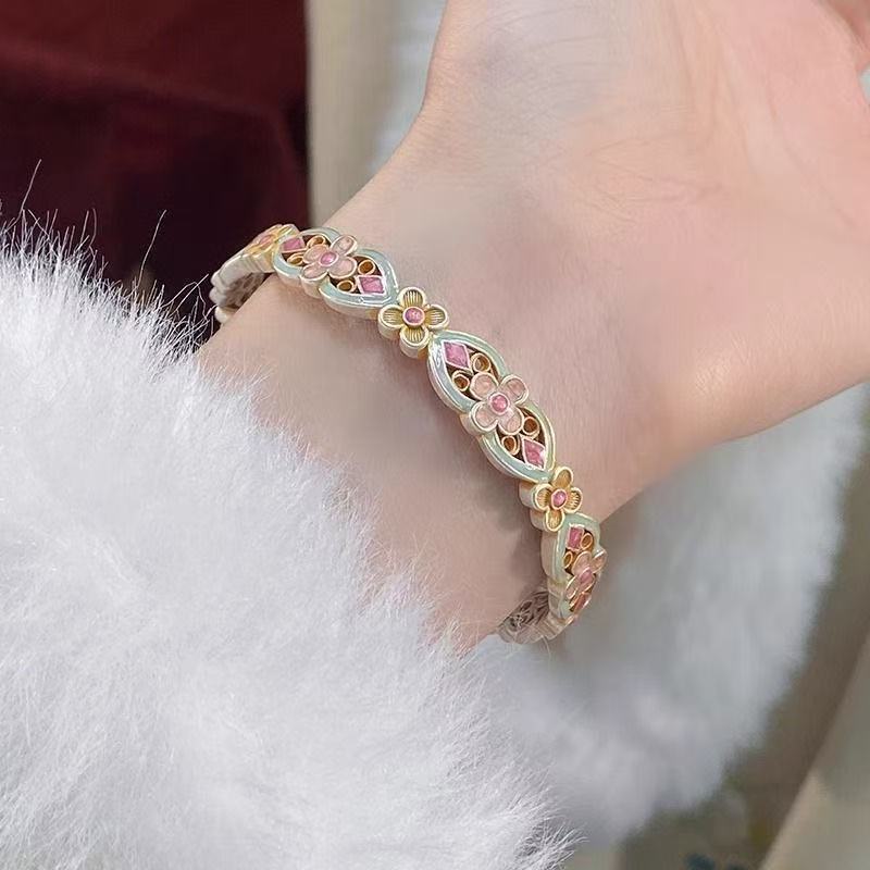 Gelang Enamel Cina Perak Wanita - Gelang Pengadilan Vintage