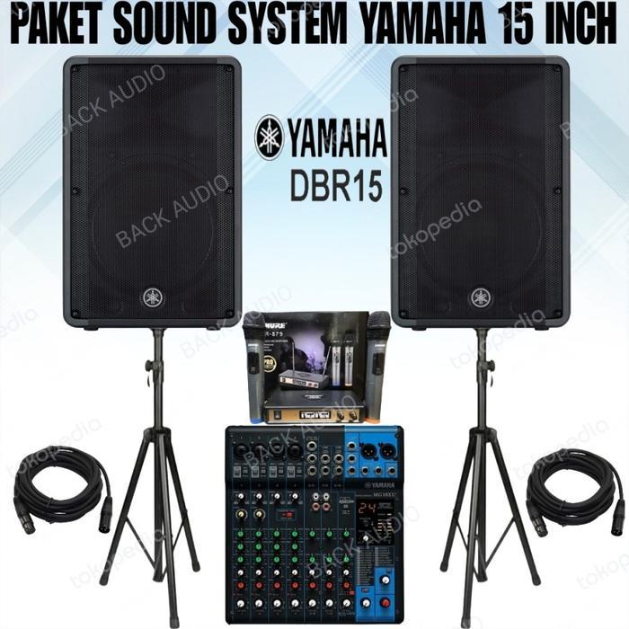 PAKET SOUND SYSTEM YAMAHA 15 INCH   YANG ANDA DAPATKAN   2.UNIT SPEAKER YAMAHA DBR 15 2.UNIT STAND S