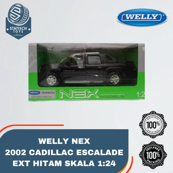 Nex welly 2002 Cadillac Escalade Ext Hitam Skala 1:24 Welly Door Openable Mainan Diecast Original 10