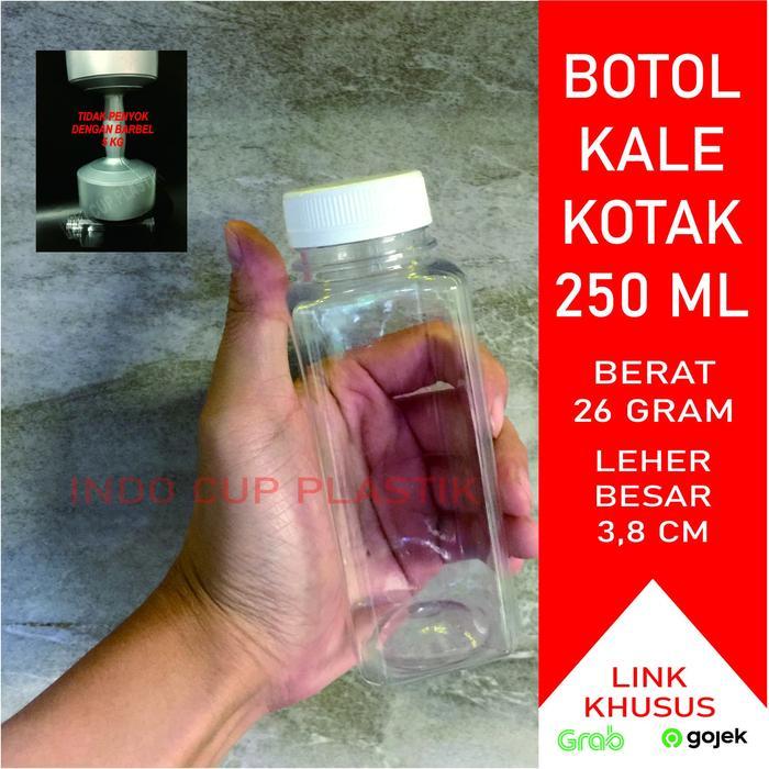READY Isi 100 Pcs Botol Kale Kotak 250 ml Tebal / Botol Plastik Kale 250 ml Tebal (26gr) - Putih, Is