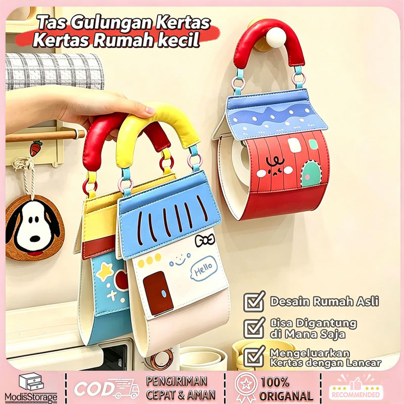 Tas Gantung Tisu Desain Rumah Lucu - Lucu Kantong Tisu Dinding Anti Air Untuk Kamar Mandi & Dapur