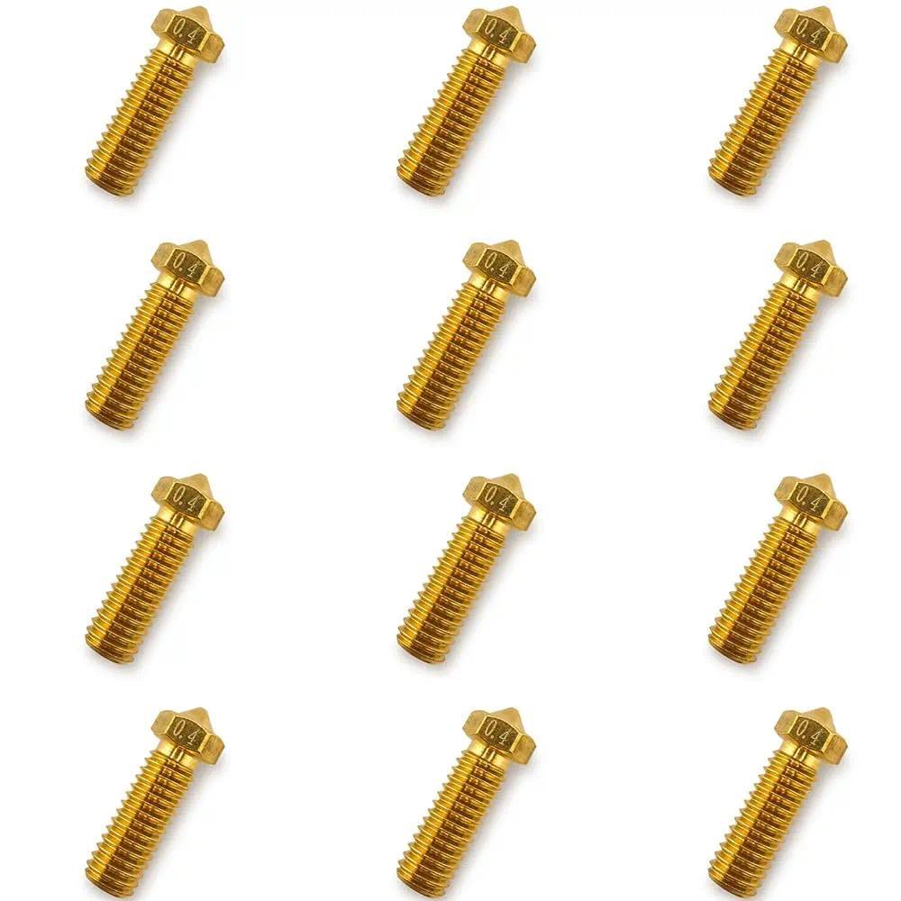 12PCS 0.4mm Brass Volcano Nozzles for Artillery Genius Sidewinder X1, X2, Anycubic Vyper Kobra Plus 