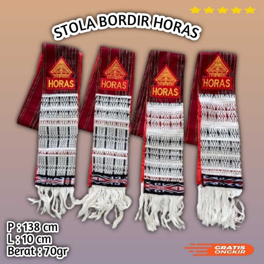 Stola Syal Tenun / Bordir Horas / Ulos Ragi Hidup / R O