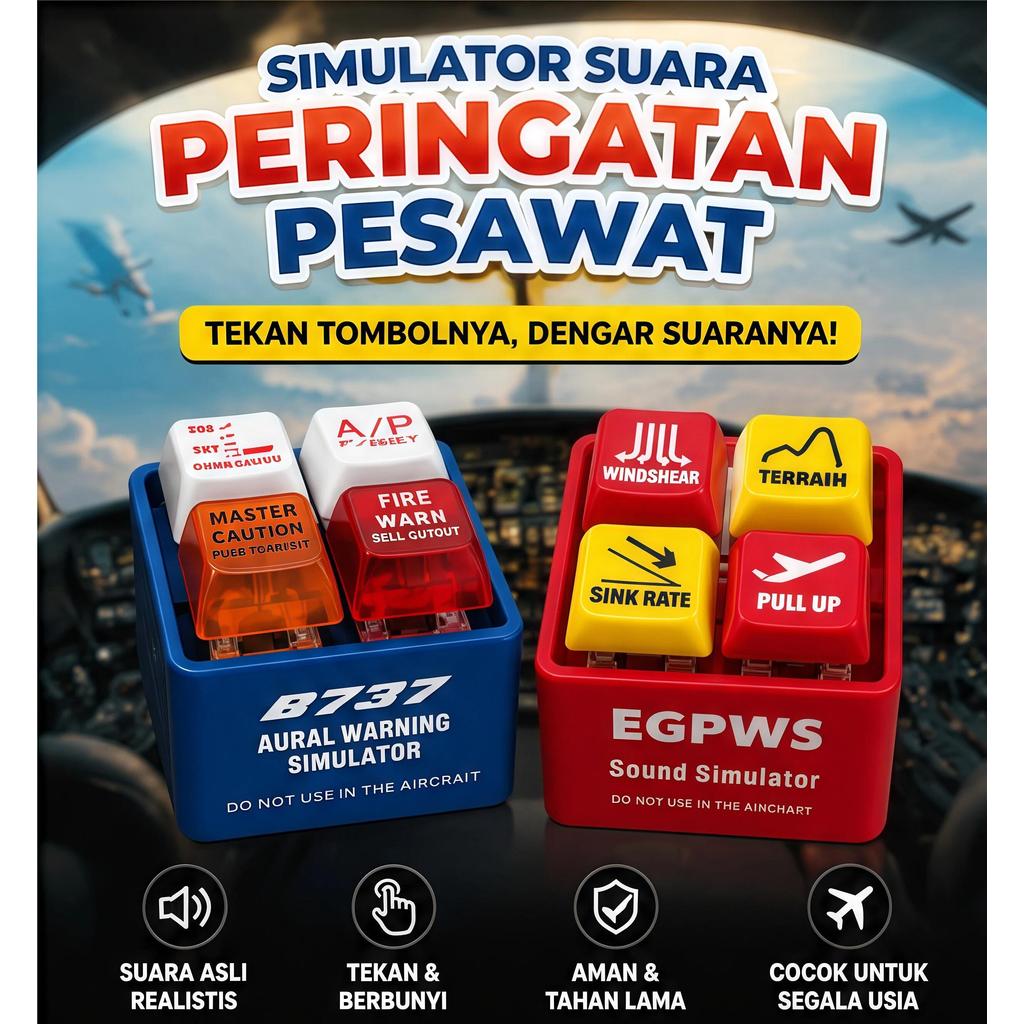 [Ready] EGPWS Boeing 737 Simulator Peringatan Aural Keyboard KeyChain Fidget Mechanical B737 Tombol 