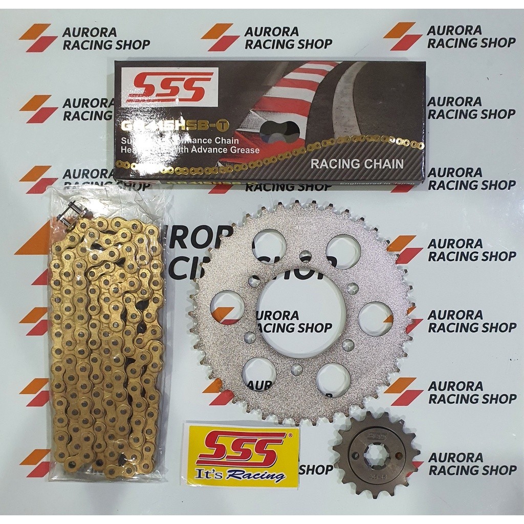 Gear Set SSS Vixion Old - NVL - MX King & Rantai SSS 415 Hsbt Gold