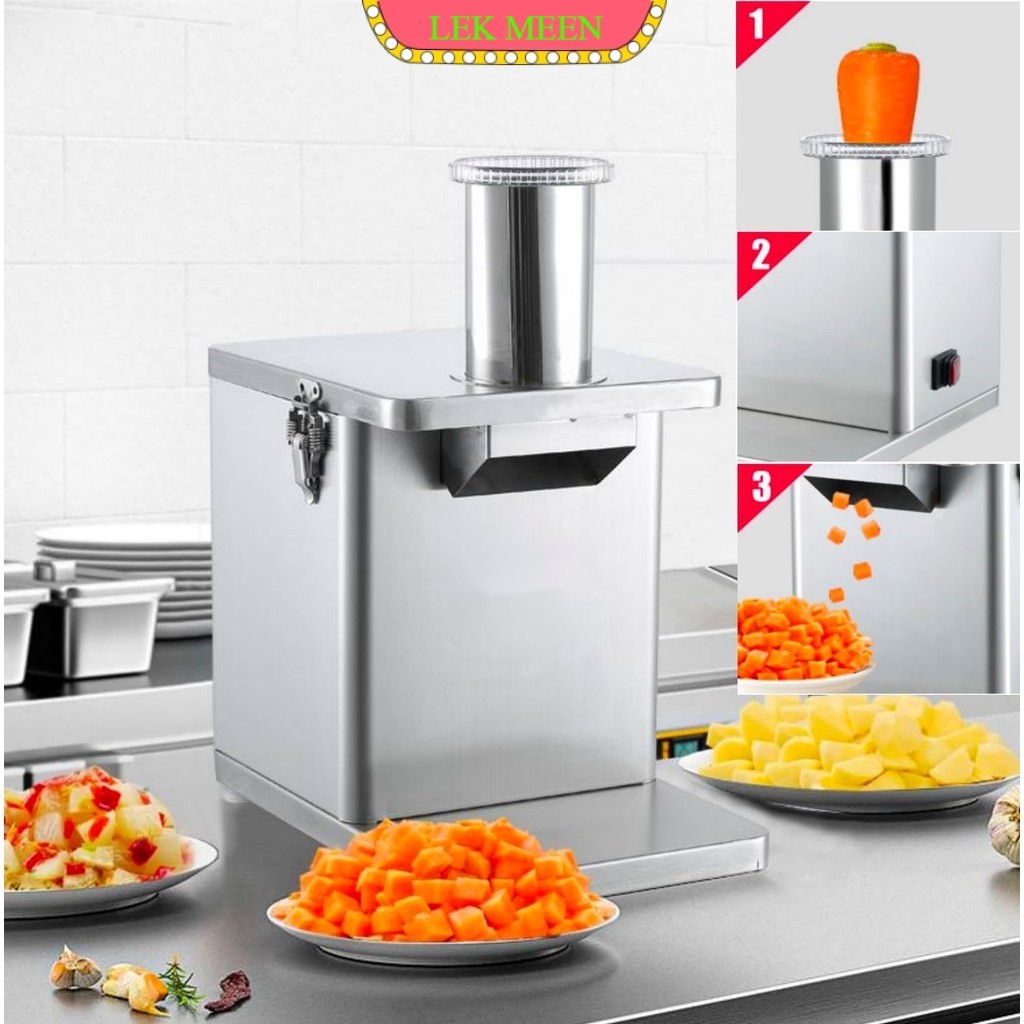 lekmeen- Mesin Potong Dadu Sayuran Listrik Stainless Steel | Pemotong Kentang Wortel Ubi Multifungsi