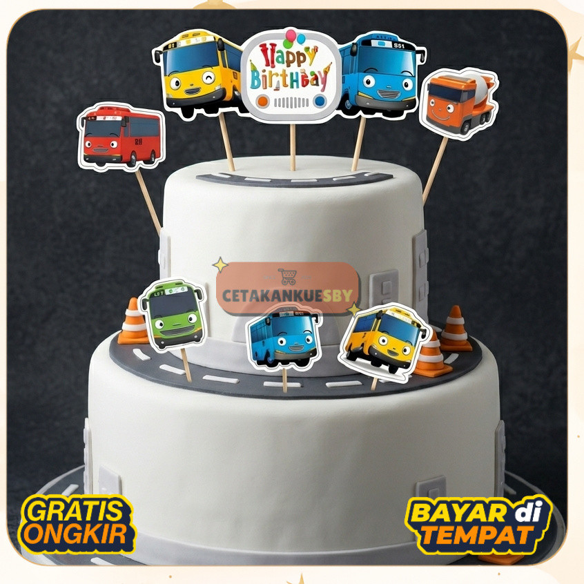 (CKS) Cake Topper Kertas Happy Birthday Tayo