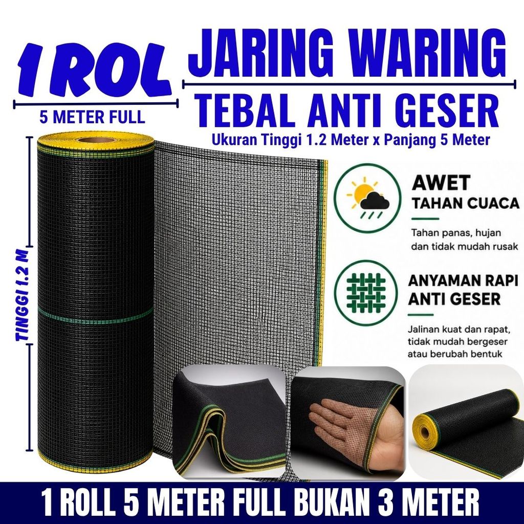WARING JARING PAGAR TANAMAN PAGAR AYAM PANJANG 5 METER X TINGGI 1,2 METER JARING WARING ANYAMAN RAPI