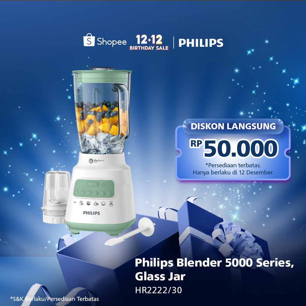 Blender Philips HR2222|30 Kaca 2L Hijau - Blender Jus dan Bumbu