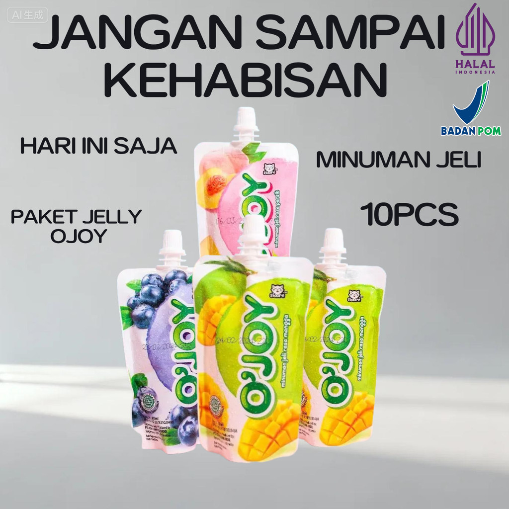 PAKET OJOY 10PCS MINUMAN JELLY OJOY ISI 10 PCS Peach Blueberry Jeli  Food Mangga Strawberry ojoy JAN