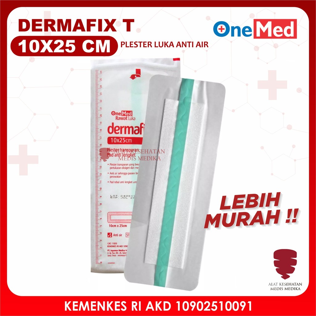 Plester Dermafix T 10 x 25cm Onemed Plaster Transparan Luka Pasca Operasi Caesar sc Anti Air Bening