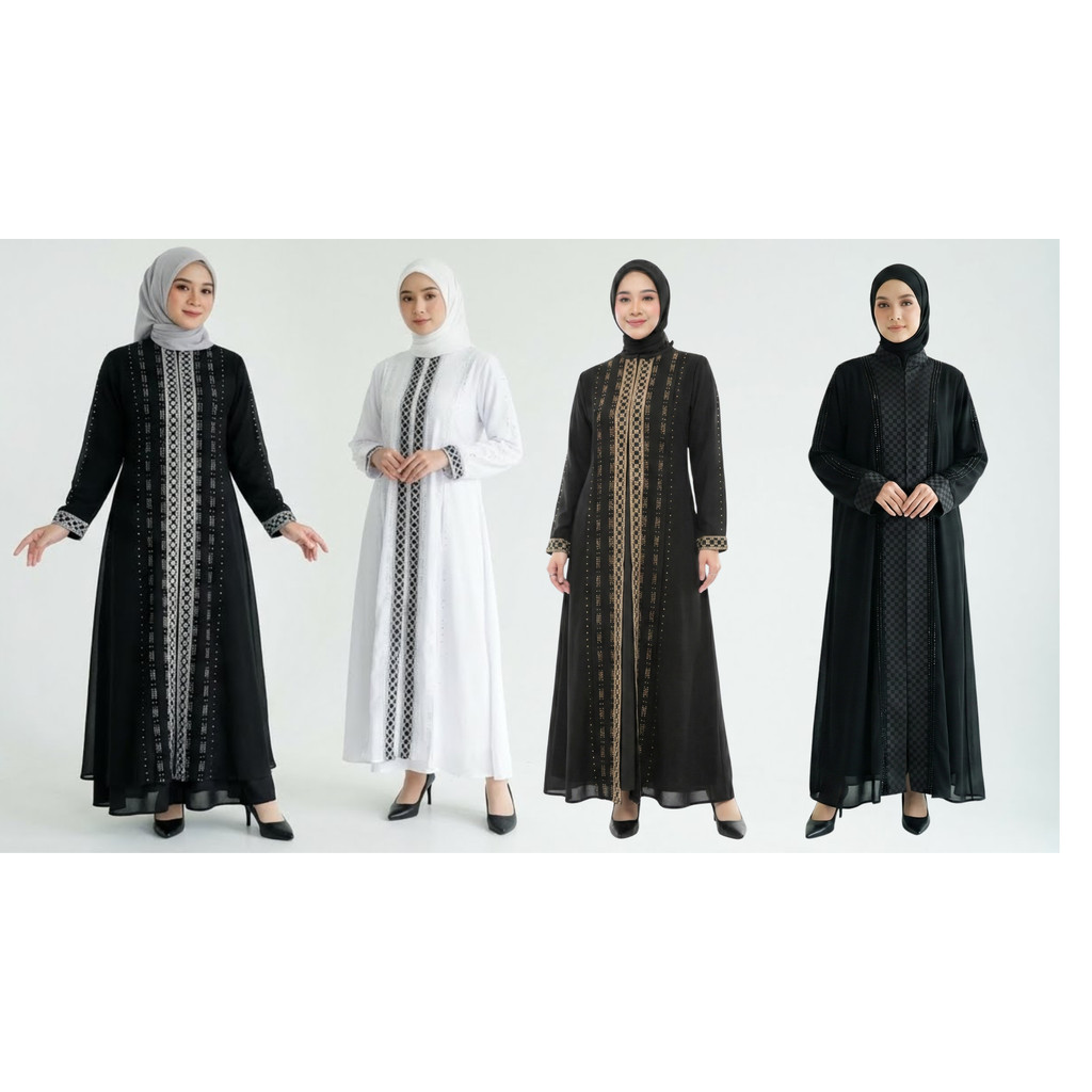 Abaya Gamis Hitam Turkey Wanita & Remaja – Model Turki Mewah Bahan Jersey Ceruty, Bordir Payet Elega