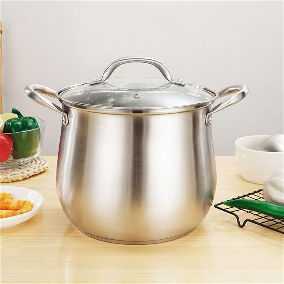 1pc Stock Pot Silver Noodle Pan Outdoor Cooker Induction Hob Pan Cooking Utensil Ramen Hot Pot Cooki