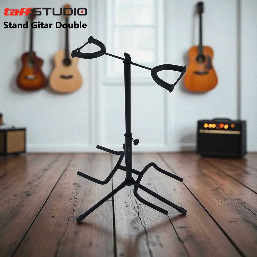 Stand Gitar Double Adjustable Untuk Gitar Akustik Elektrik Bass Dan Ukulele Anti Slip