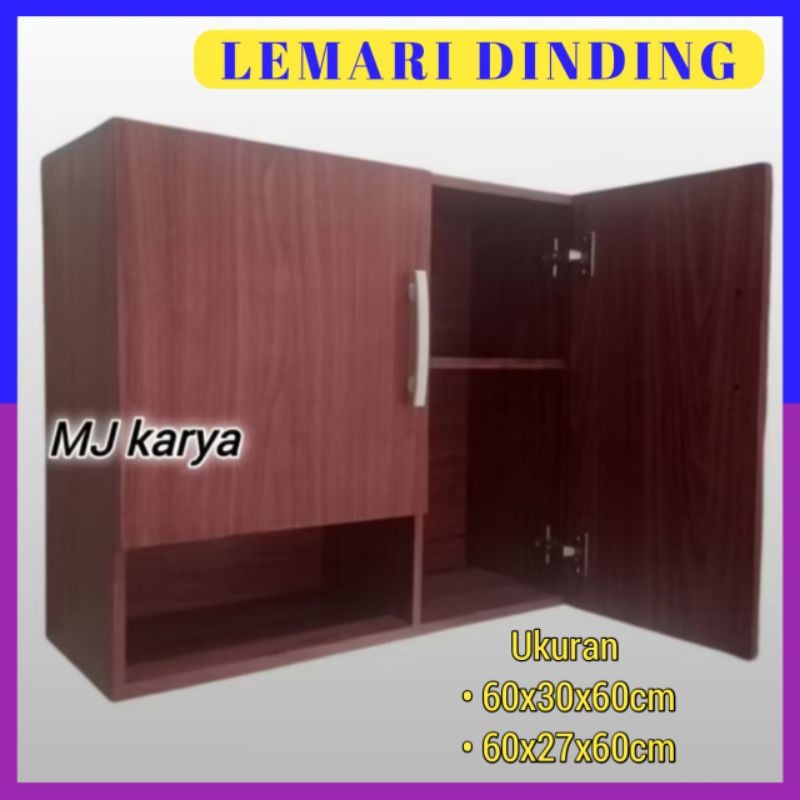 (Tidak perlu perakitan) Kincen set atas 2 pintu minimalis lemari dapur gantung kayu solid jati belan