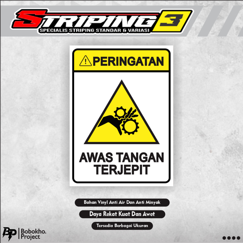Stiker Peringatan Awas Tangan Terjepit / Sticker Awas Tangan / Sticker Safety
