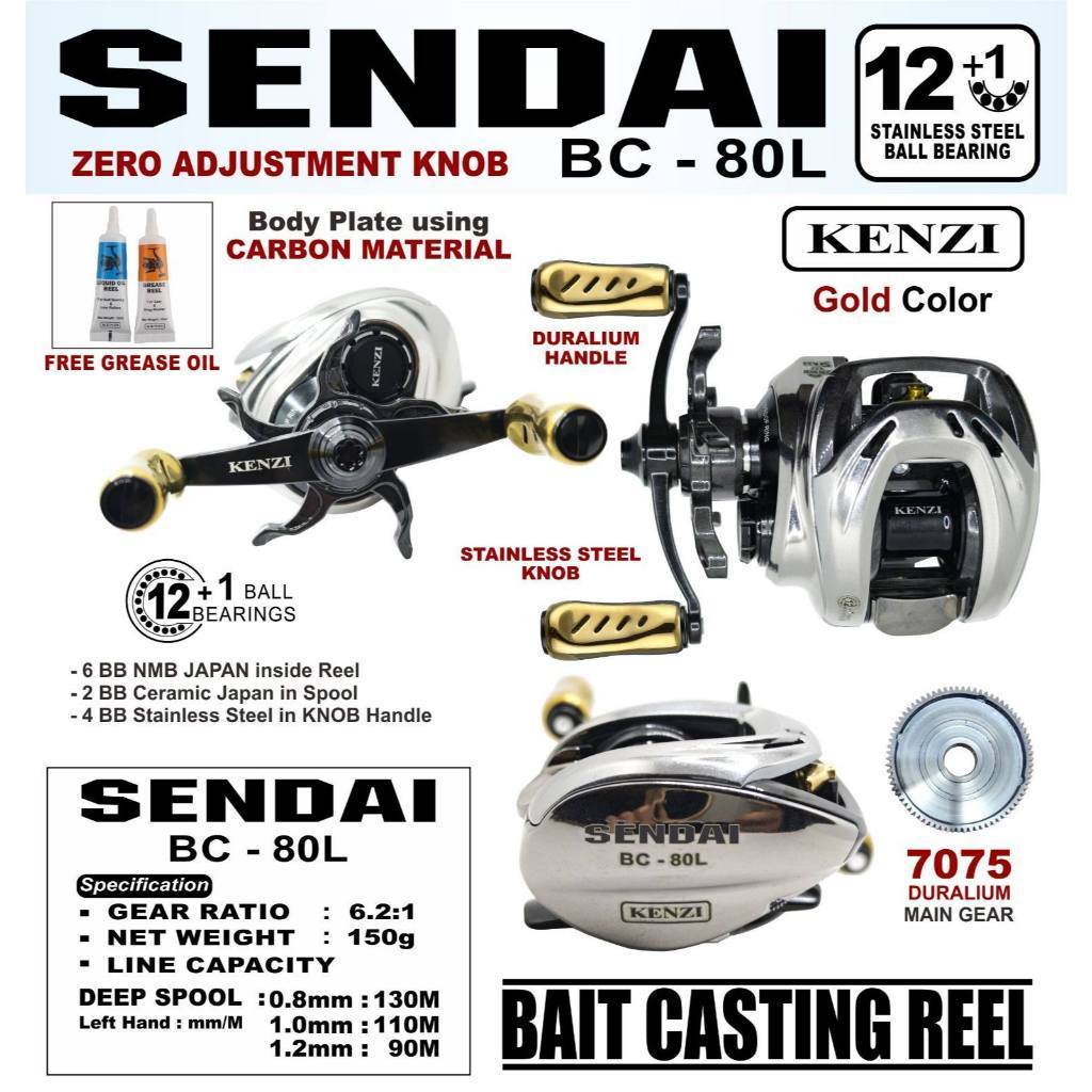 Reel BC/BAITCASTING KENZI SENDAI BC-80L (LEFT HANDLE)