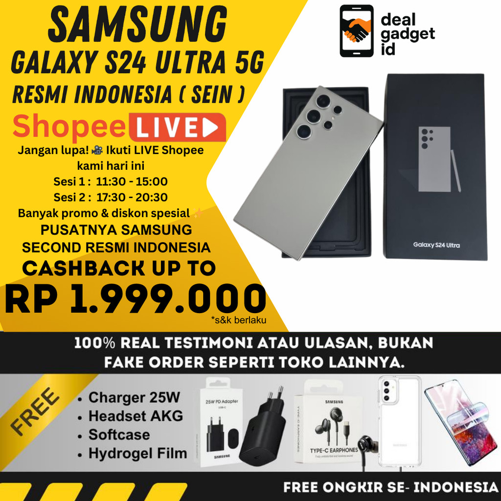 ( HP SEIN ) Samsung Galaxy S24 Ultra 5G 12/1TB 12/512GB 12/256GB Second Fullset Original Resmi Indon