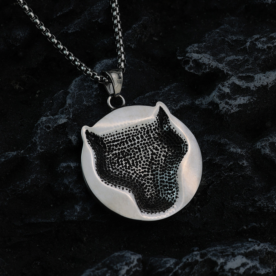 Viking Golden Wolf Head Odin Rune Pendant for Men's Street Personality Stainless Steel Pendant Neckl