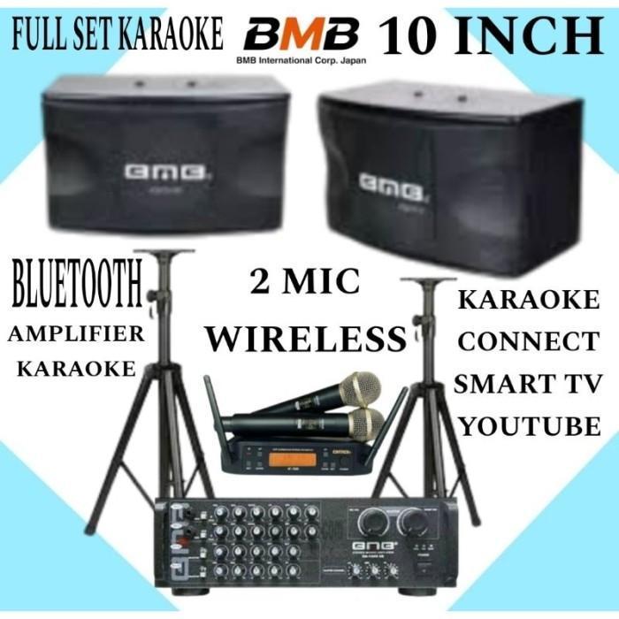 Karaoke Full Set BMB 10 Inch , Amplifier BMB Bluetooth, 2 Mic Wireless BMB ORIGINAL..