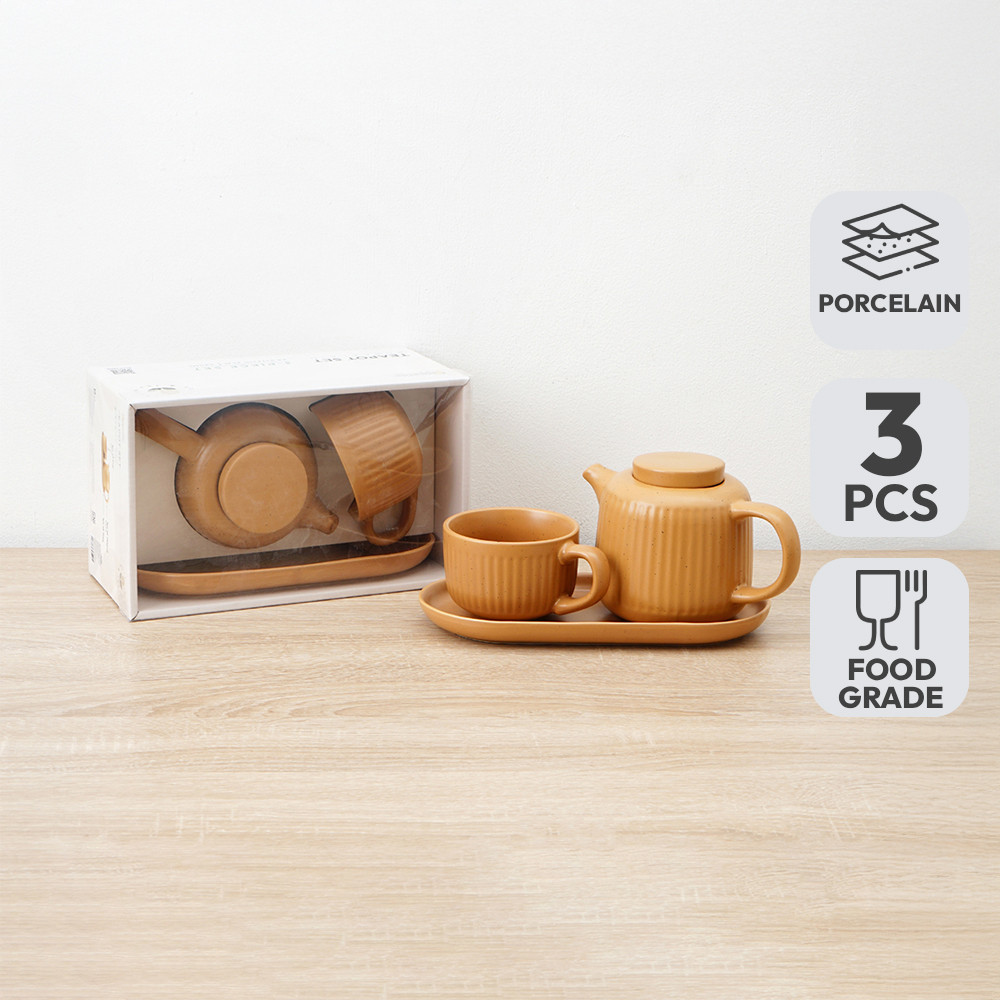 Informa Appetite Set 3 Pcs Hazel Teko Teh & Cangkir Dengan Nampan - Cokelat Mug Gelas Minum Cangkir 
