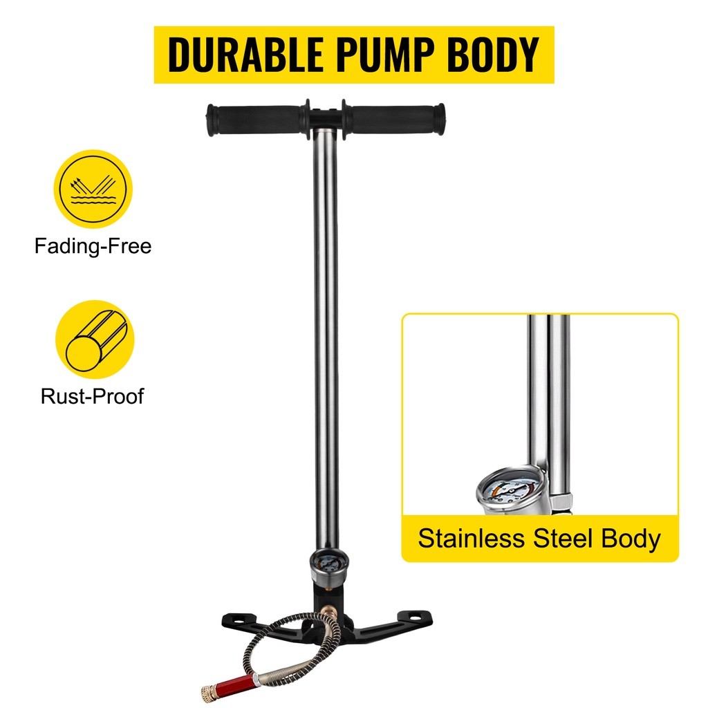 Pompa Pcp Asli Stainles RV pump 6000Psi Manometer Pompa Manual kaki lipat Pompa Pcv