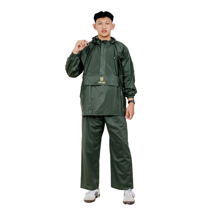 Promo Murah SULTAN Jas Hujan Model Kanguru Dewasa ARMY Jaket dan Celana Pria Wanita Bahan PVC Super 