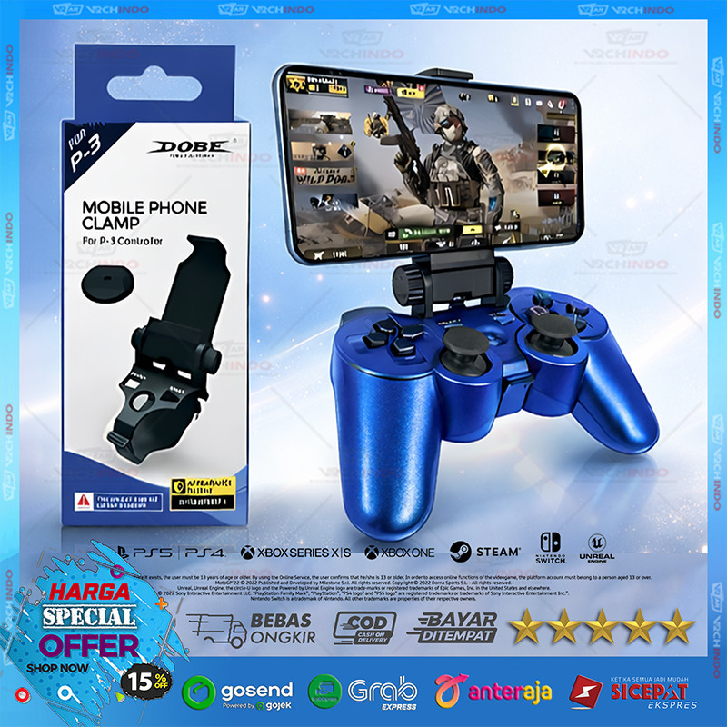 Dudukan HP Stik PS3 / DS3 Phone Clamp Holder Joystick Gamepad Universal Untuk Main Game Mobile