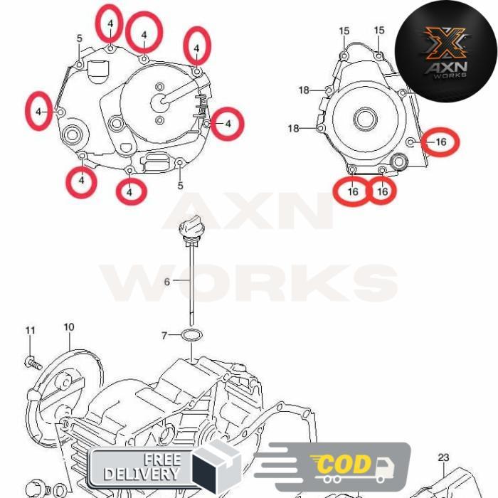 Suzuki Parts 01547-0630A-000 Baut Bak Kopling dan Bak Magnet Shogun SP FD 125 Ori - Not Specified