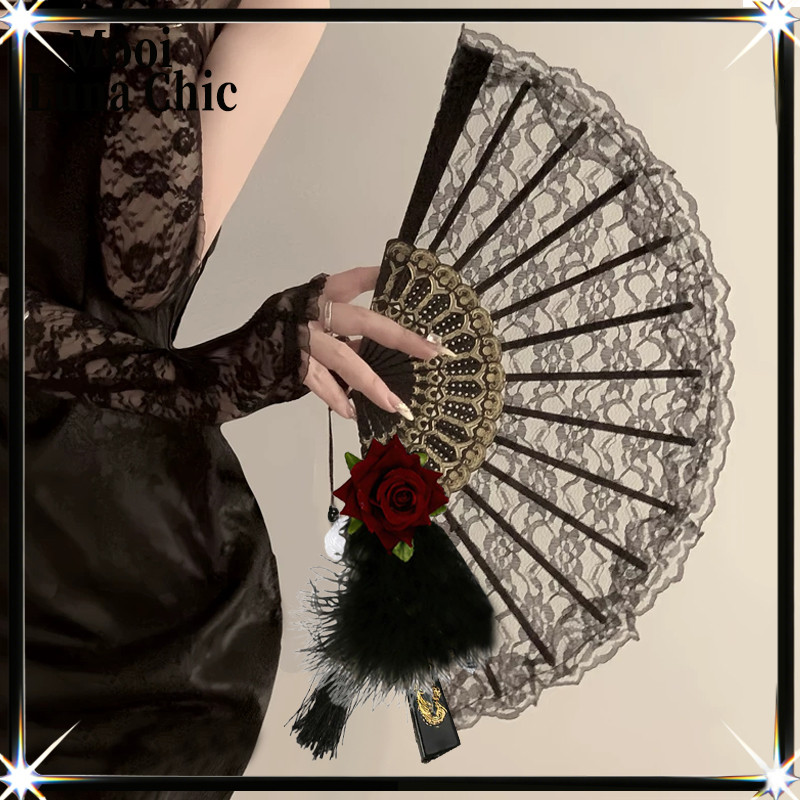 Kipas Lipat Tangan Bahan Lace Kipas Lipat Pesta Lace Kipas Lipat Jepang Kipas Tangan Lipat Kipas Ret