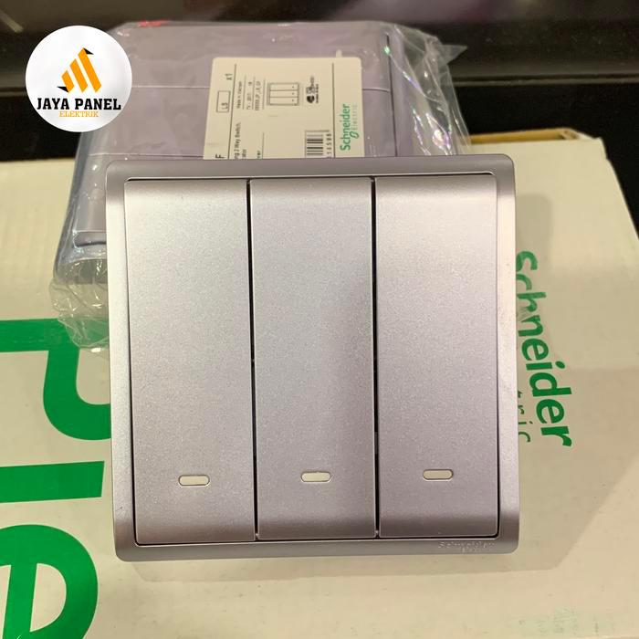 schneider saklar pieno 3 gang silver