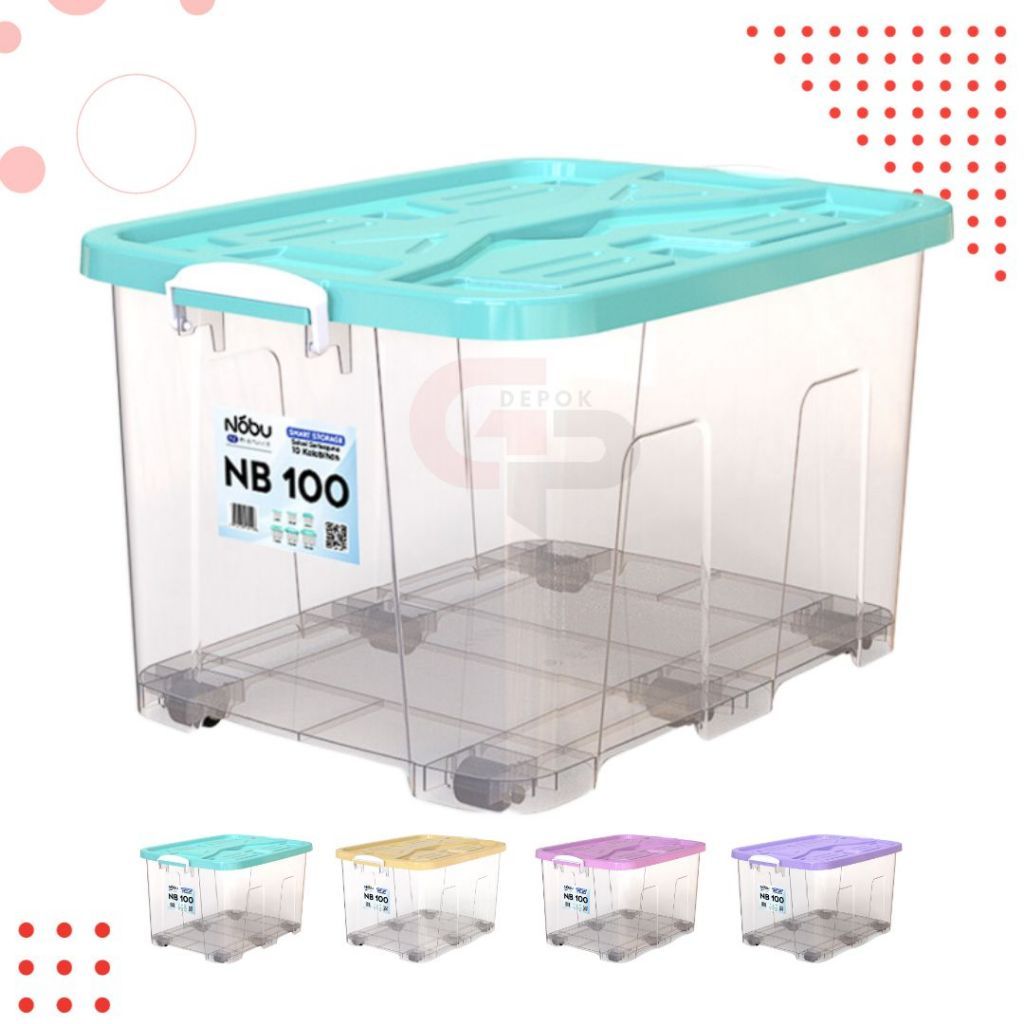 warung_santai BOX CONTAINER BENING 100 L / 85 L / 55 L / 40 LITER + RODA - Kontainer Box CLEAR Plast