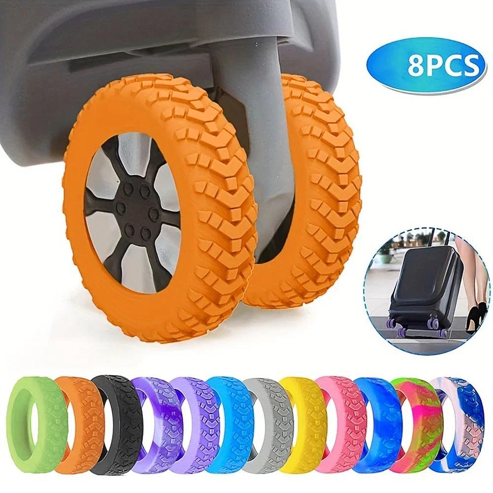 8PCS Luggage Wheels Protector Silicone Wheels Caster Shoes Travel Luggage Suitcase Reduce Noise Whee