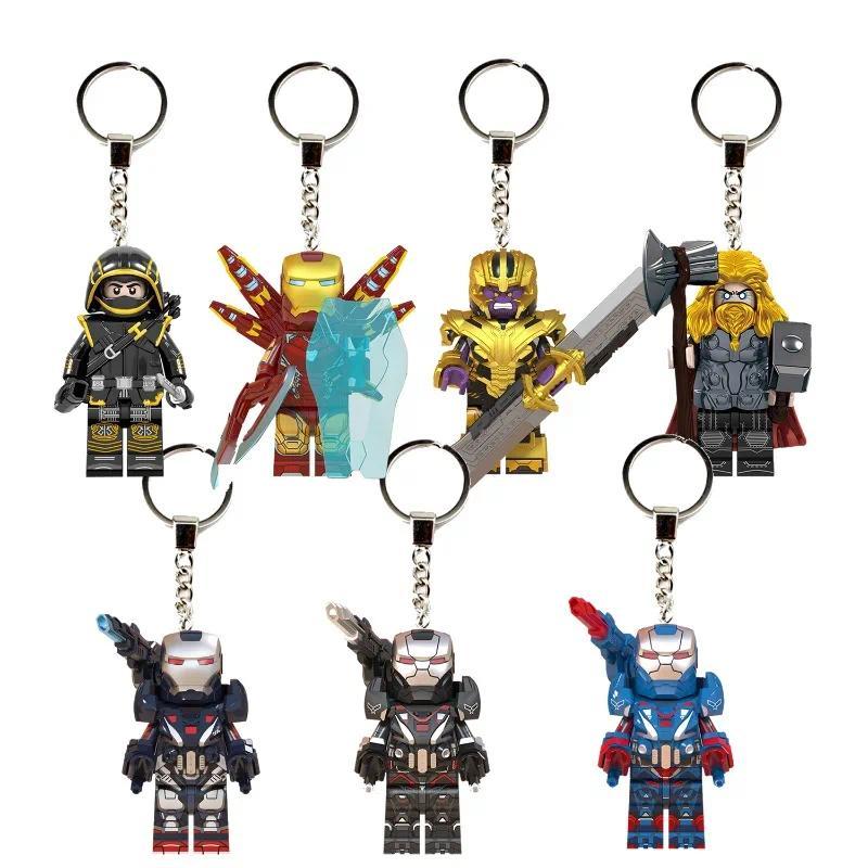 Spider-Man Keychain School Bag Pendant Iron Man Thor Ornament Movable Toy Cute Cartoon Animation Cha