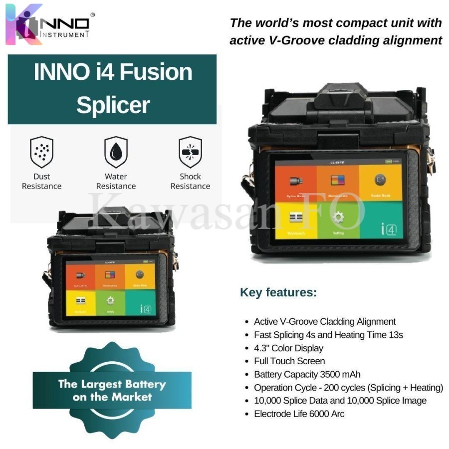 Fusion Splicer INNO i4 Fiber Optic Active V-Groove Cladding Alignment