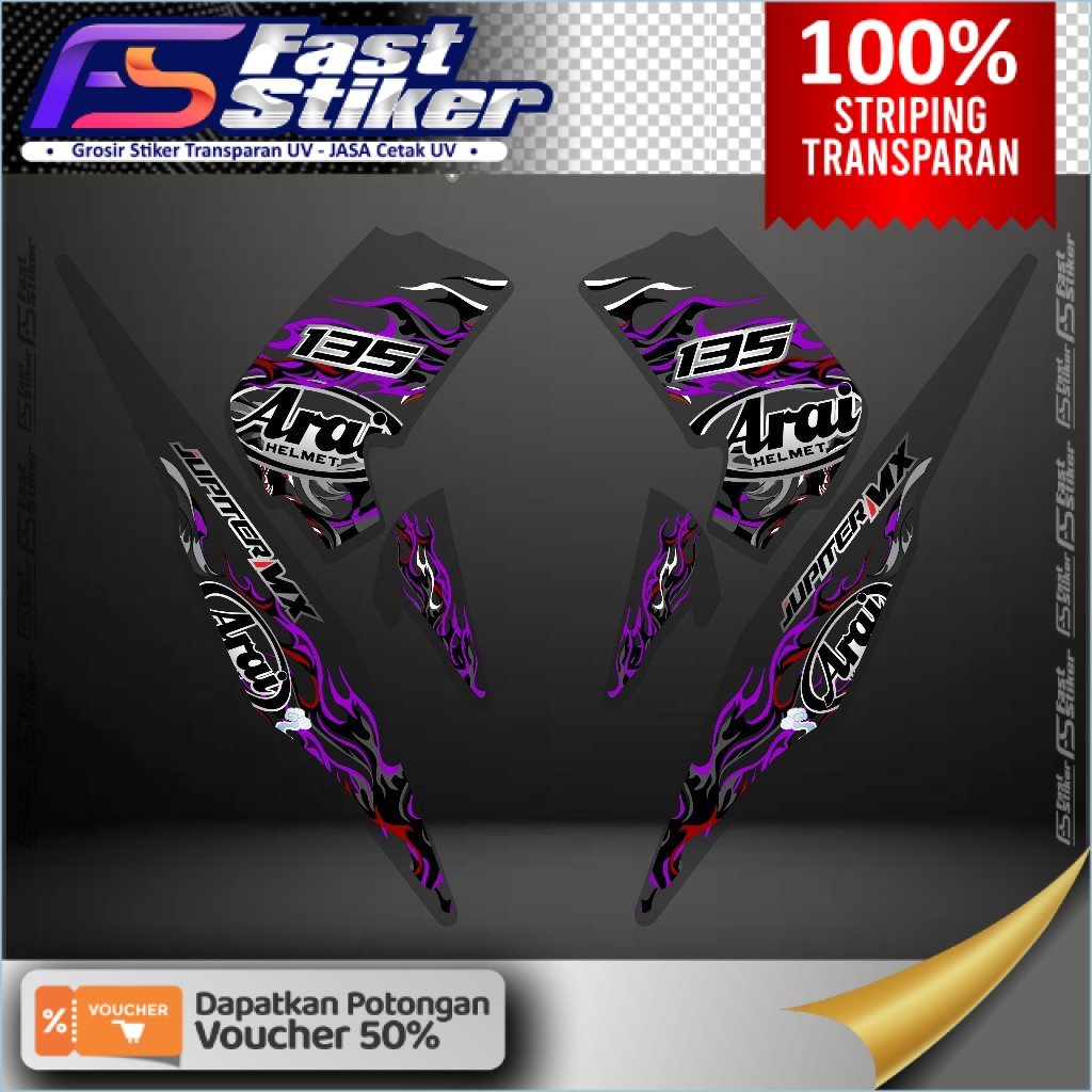 STRIPING TRANSPARAN JUPITER MX 135/STIKER MX OLD/MX LAMA/STRIPING STIKER MX 135 LAMA MTF ARAI KEREN