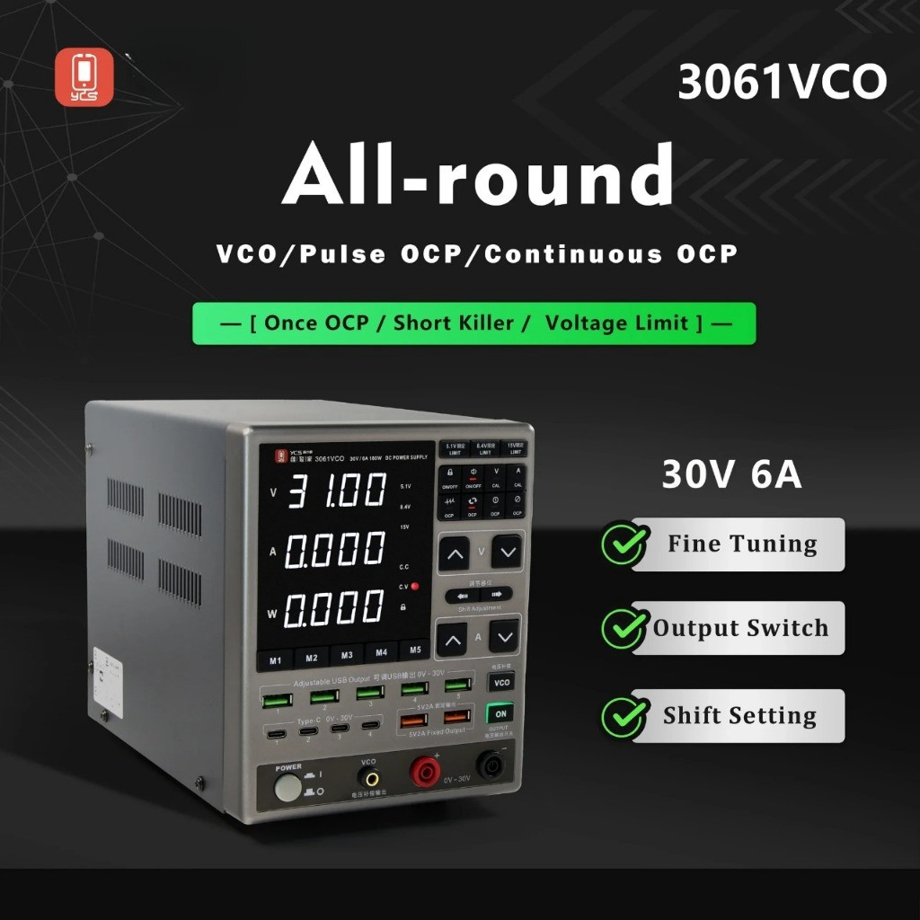 YCS 3061 VCO Adjustable DC Power Supply 30V 6A with OCP Protection