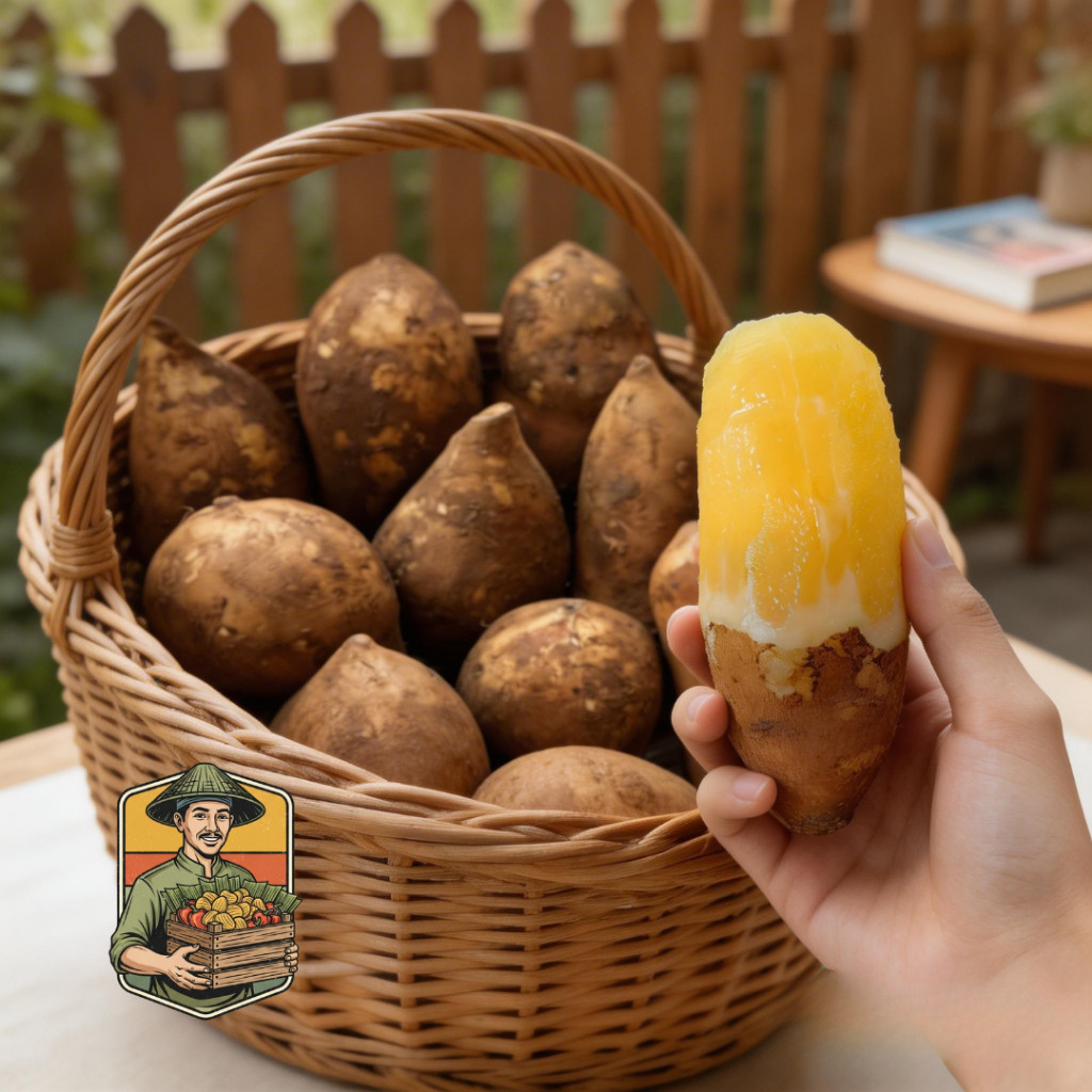 FRESH FARMER - Ubi Yakon Asli Wonosobo 1kg Dieng, Umbi Yacon Kuning Original, Diet Sehat