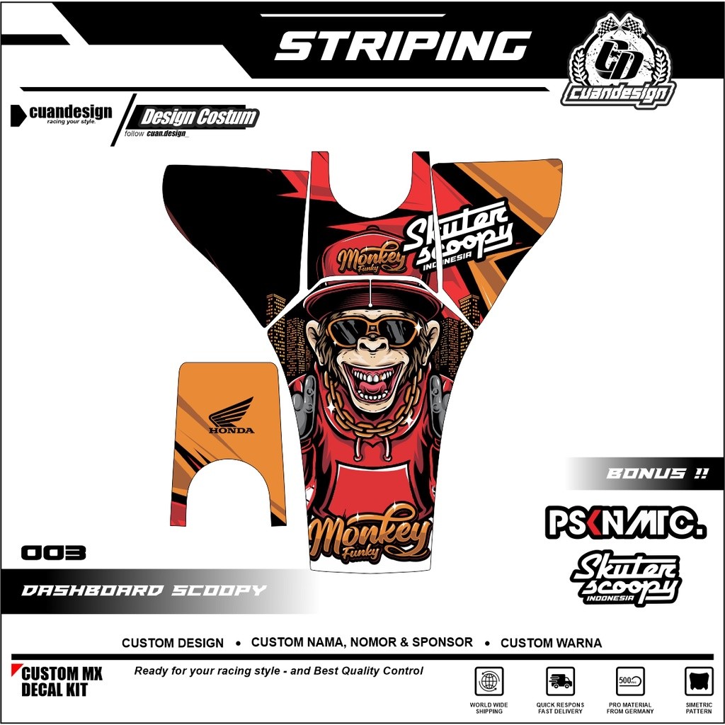 Stiker Striping Pelindung Dashboard / Thankpad / Deckpad Motor Scoopy Sticker Scoopy 2020 2021 2022