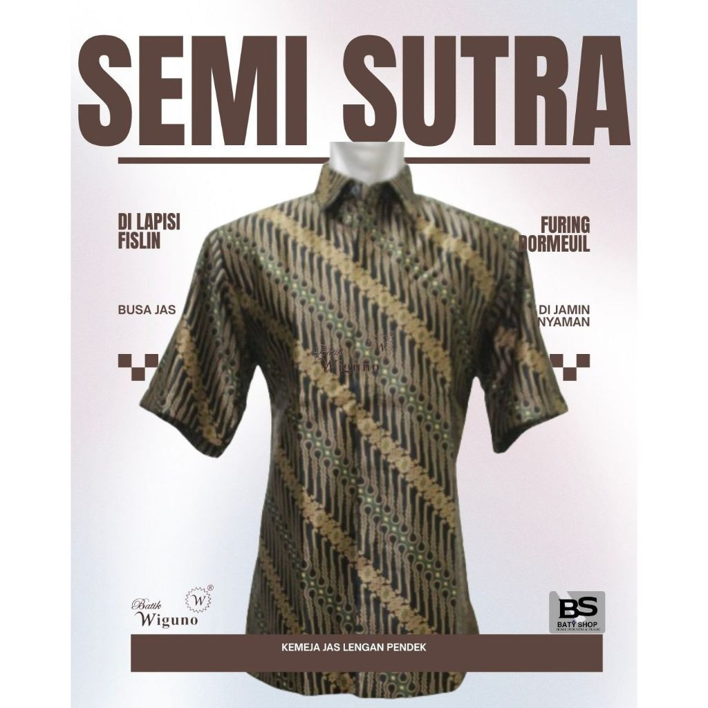 KEMEJA Jas Semi Sutra HASTO JOYO BATIK  Furing Dormeuil pria Dewasa Formal Baju Mewah