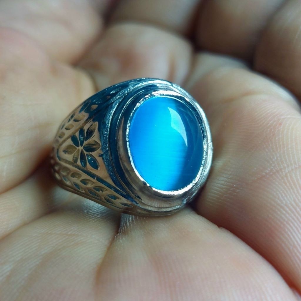 Cincin Mata Kucing Cat Eye Dim 12 Batu Akik Pria Wanita #batuakik