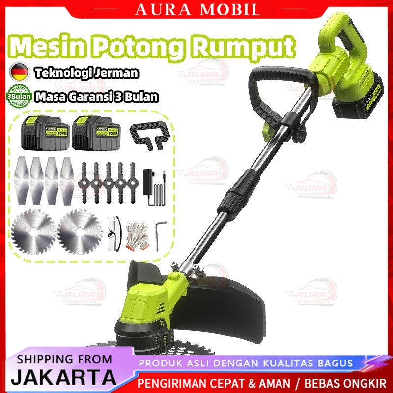 Mesin Potong Rumput Pemotong Rumput Listrik Pemangkas Rumput dengan Baterai Li-ion ZP003 -Aura Mobil